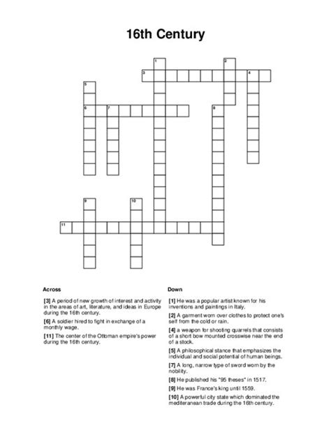 By 1500 the population in most areas of Europe was increasing after two centuries of decline or stagnation. . 16th century date crossword